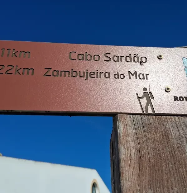 Portugal Fischerweg: Beschilderung zum Cabo Sardão