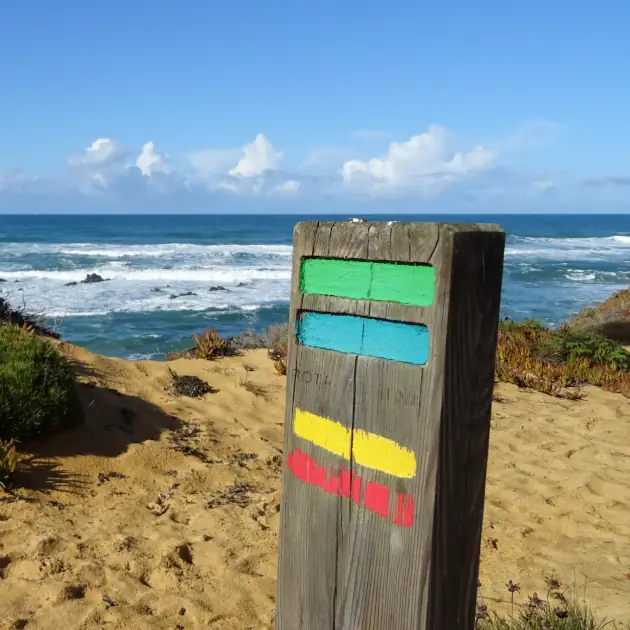 Wanderreise Portugal - Fischerweg: Markierung Fischerweg bei Almograve