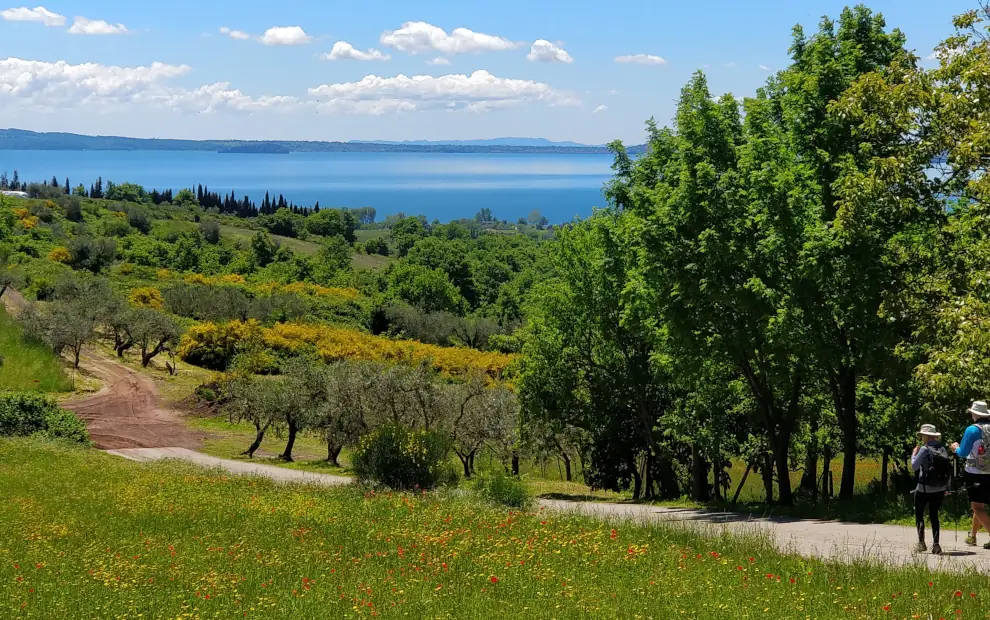 Wanderreise Via Francigena von Siena nach Montefiascone: Pilger am Bolsena-See