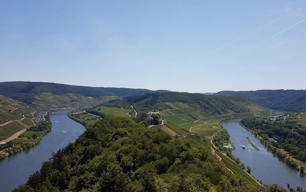 Ausblick auf die Moselschleife bei Zell vom Prinzenkopf