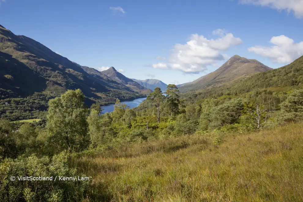 The walk to Grey Mare s Tail and Mamore Lodge, Kinlochleven with stunning views down the length of Loch Leven to the Pap of Glencoe, © VisitScotland / Kenny Lam