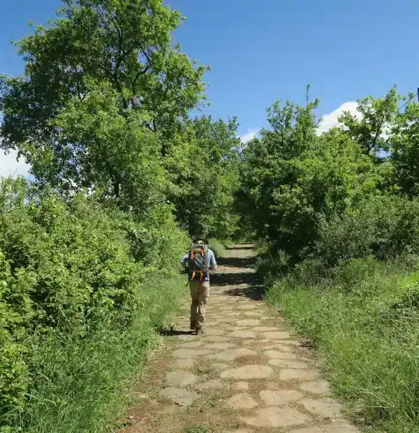 Wanderreise Via Francigena von Viterbo nach Rom: Pilger auf einer alten römischen Straße